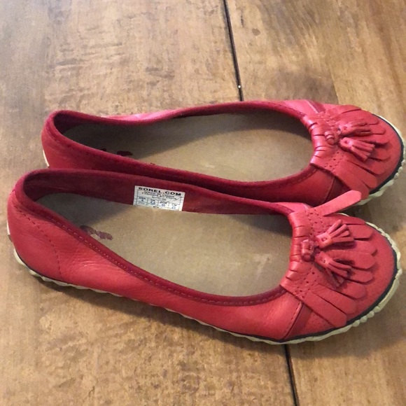 Red Sorel Leather Flats - Picture 8 of 8